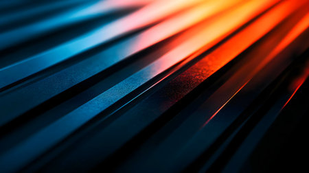 Close-up of abstract metal surface with vibrant orange and blue tonesの写真素材