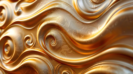 Golden swirls and create a luxurious abstract background waves image.の写真素材