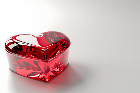 Red glass heart-shaped box, perfect gift.の写真素材