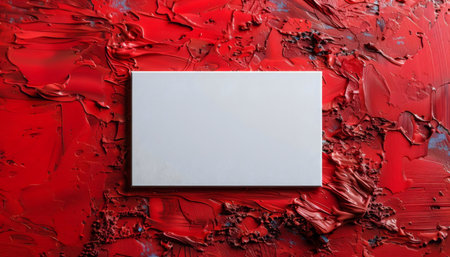 White canvas on red textured background. Perfect for your art projectsの写真素材