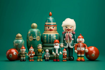 A delightful collection of vintage-style Christmas nutcrackers and ornaments, perfect for festive...