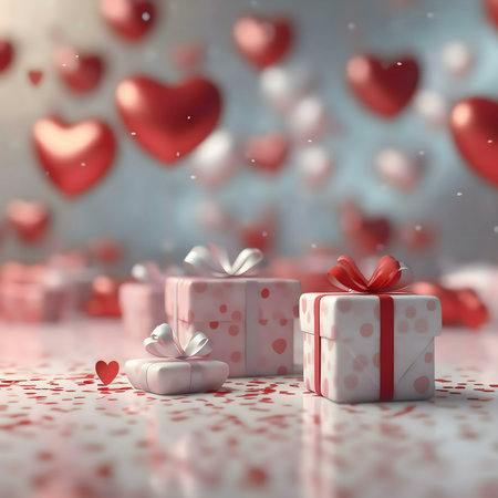 Sweet Valentine's gifts and floating hearts