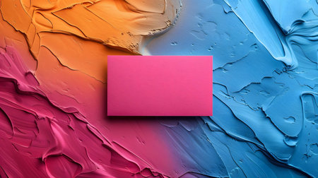 Pink rectangle on colorful painted background. Ideal for presentations.の写真素材