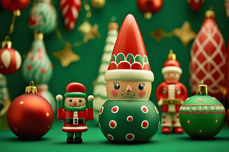 Christmas background with santa claus and snowman. 3d render