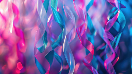 Colorful party streamers with bokeh background. Party conceptの写真素材