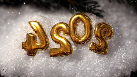 a background of snow and Christmas treeの写真素材