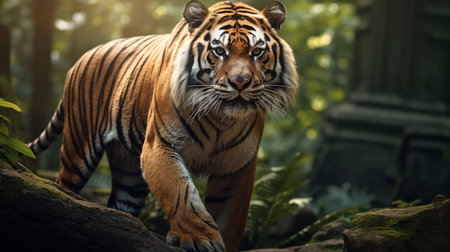 Close up of a tiger in the jungle,selective focus.