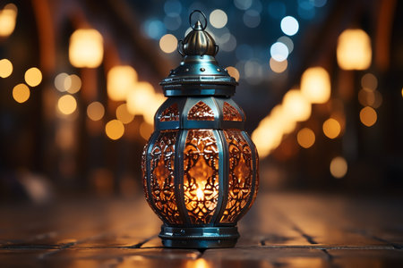 Arabic lantern on the street in the night