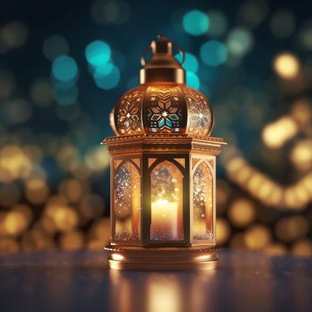 Lantern on bokeh background. Ramadan Kareem concept