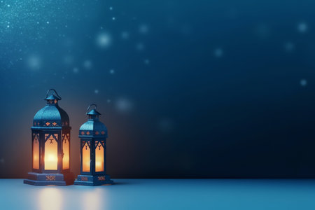 Ramadan Kareem background with arabic lanterns. 3d rendering