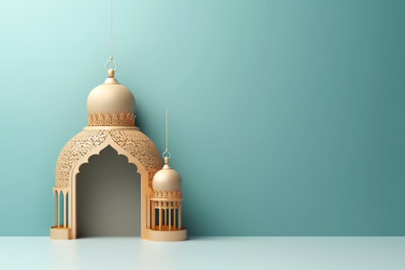 3d rendering of Ramadan Kareem background with arabic lanternの写真素材