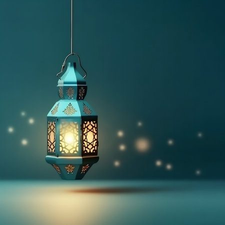 Ramadan Kareem background with arabic lantern. 3D rendering