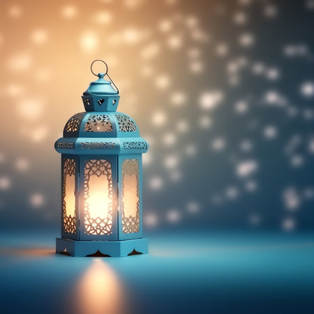 Lantern on bokeh background.