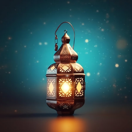 Lantern on a dark blue background.