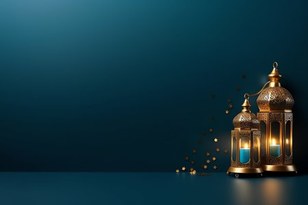 3d rendering of Ramadan Kareem background with arabic lanternの写真素材