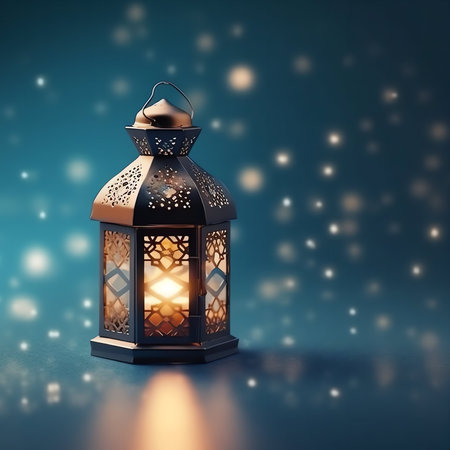 Lantern on a blue background.