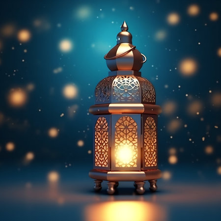 Ramadan Kareem background with arabic lantern. 3d rendering
