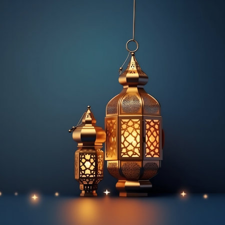 Lanterns for Ramadan Kareem. 3D rendering.