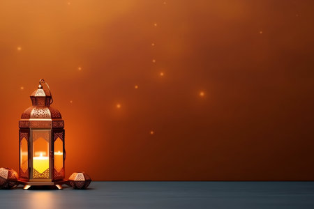Ramadan Kareem background with arabic lantern and bokeh lights