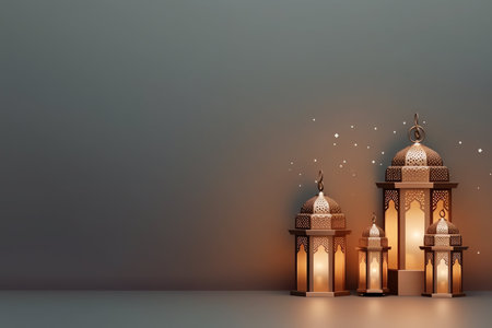 Ramadan Kareem background with arabic lanterns. 3d renderingの写真素材