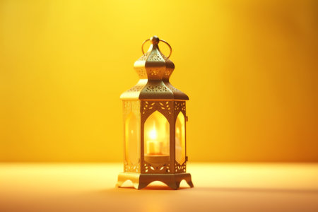 Lantern on a yellow background. Arabic lantern. Ramadan Kareem.