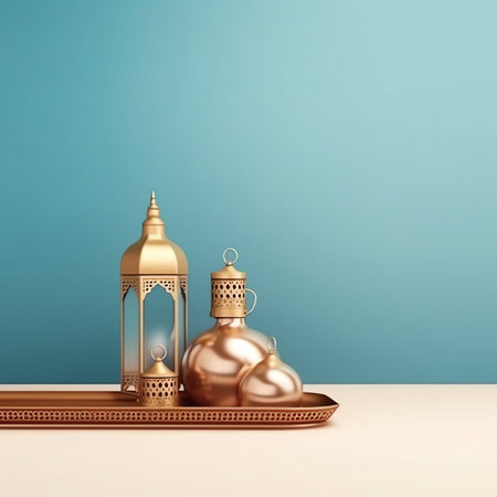 3d illustration of Ramadan Kareem background with arabic lantern
