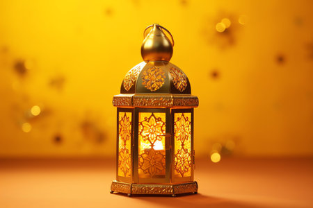 Lantern on yellow background.