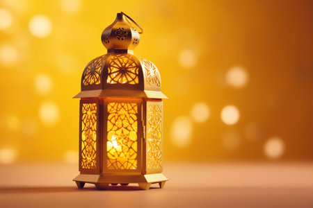 Ramadan Kareem background with arabic lantern and bokeh lights