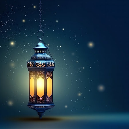 Ramadan Kareem Greeting Card with Lantern. Vector Illustration
