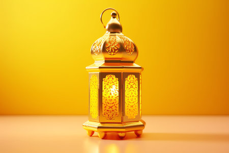 Lantern on yellow background.