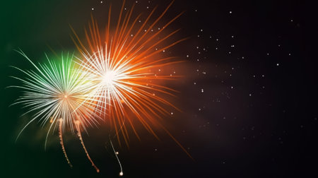 Colorful fireworks on black background. New year and celebration concept.