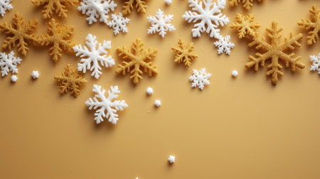 Snowflakes on a yellow background. Christmas and New Year concept