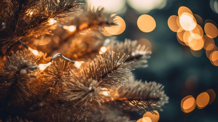 Christmas and New Year holidays background with bokeh defocused lightsの写真素材