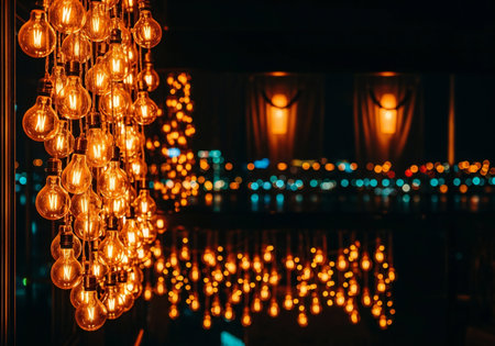 Luxury light bulbs decorating the interior of the room.の写真素材