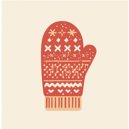 Vector illustration of knitted mitten with snowflakes. Winter concept.の写真素材