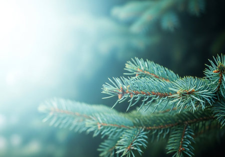 Blue spruce branch. Christmas tree branches. Christmas background. New Year.の写真素材