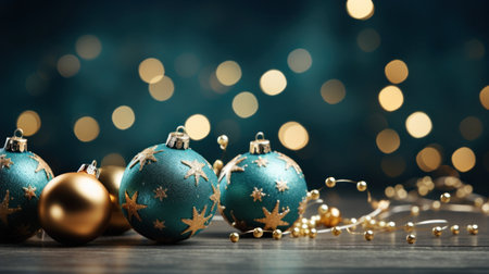 Christmas decoration on bokeh background. New Year concept. 3D Renderingの写真素材