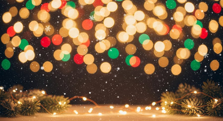 Christmas and New Year holidays background with bokeh defocused lightsの写真素材