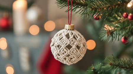 Decorated Christmas tree on blurred background with bokeh effectの写真素材