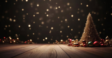 Christmas background with christmas tree and decorations. 3d rendering.の写真素材