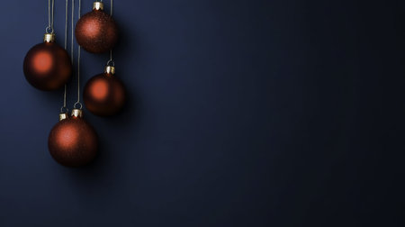 Christmas background with christmas baubles on dark blue background.の写真素材