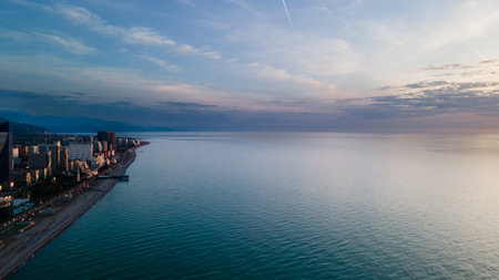 Aerial view of the city of Sochi and the Black Sea.