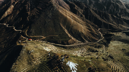 Aerial view of the ancient Inca town of Machu Picchuの写真素材