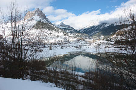 snowy mountains in Pyreneesの写真素材
