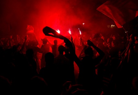 BARCELONA - MAY 11, 2011: Some supporters of FC Barcelona celebrate the Spanish League Championship...
