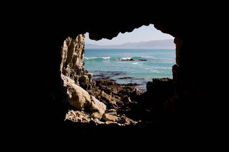 Beach and cave of Cape Town, South Africaの写真素材