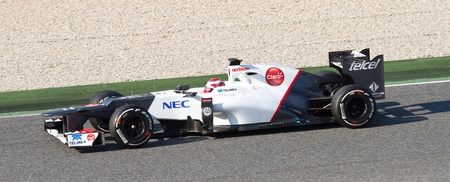 BARCELONA - FEBRUARY 21  Kamui Kobayashi of Sauber F1 team racing at Formula One Teams Test Days at...