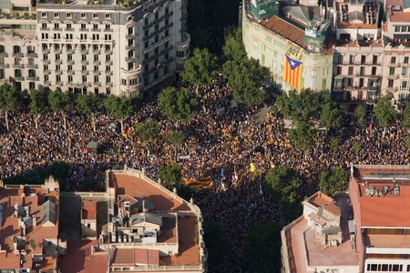 BARCELONA, SPAIN - JULY 10: Up to a million people converge on Barcelona to join a rally demanding...