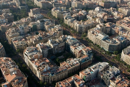 BARCELONA, SPAIN - JULY 10: Up to a million people converge on Barcelona to join a rally demanding independence for Catalonia, on July 10, 2010, in Barcelona, Spainのeditorial素材