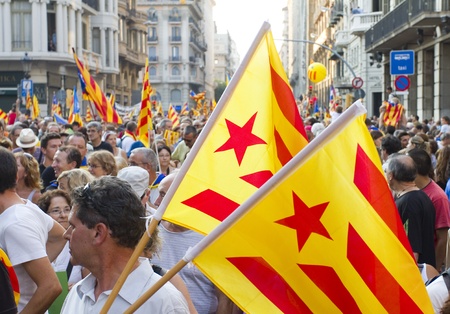 BARCELONA, SPAIN - SEPTEMBER 11: Up to a million people converge on Barcelona to join a rally...